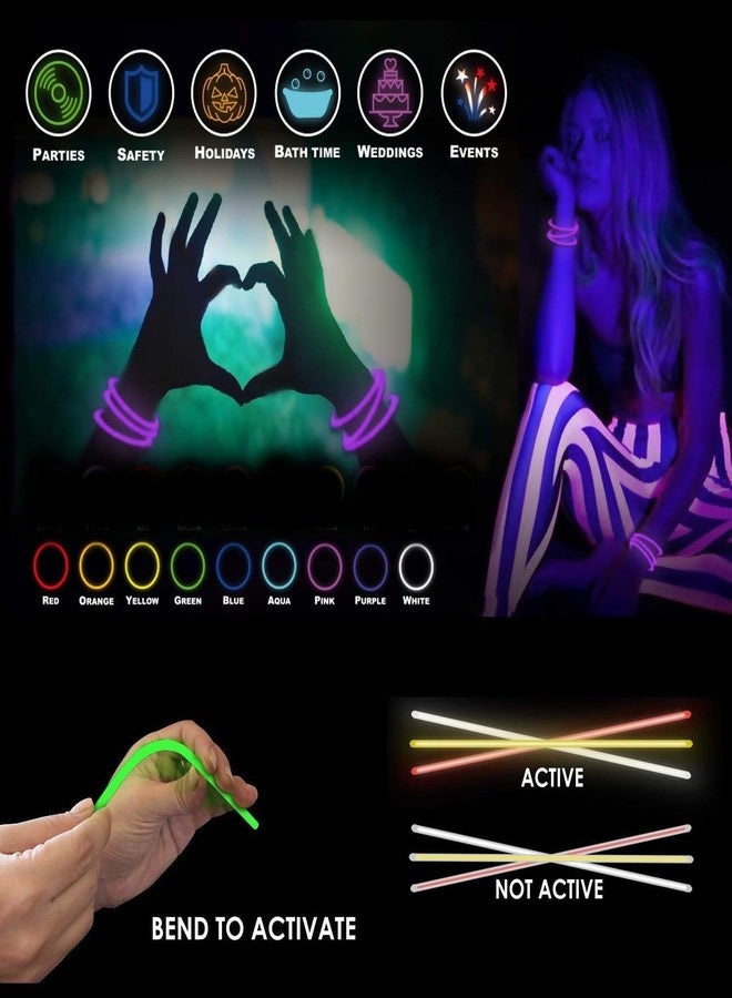 Save translation الخشخشة عصي مضيئة على شكل أنابيب متوهجة، هدايا حفلات عيد ميلاد للبنات والأولاد (عصي مضيئة) - (عبوة من 50) متعددة الألوان - Image 4